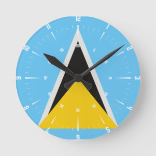 St Lucia Flag  Round Clock