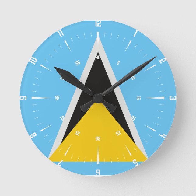 St Lucia Flag  Round Clock (Front)