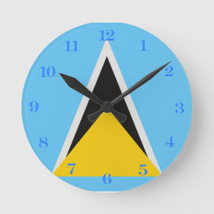 St Lucia Flag  Round Clock