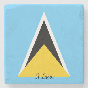 St Lucia Flag  Stone Coaster