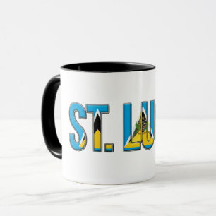 St. Lucia Flag Text Caribbean Pride Design Mug