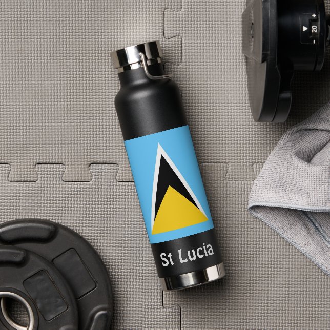 St Lucia Flag Water Bottle (Gym)