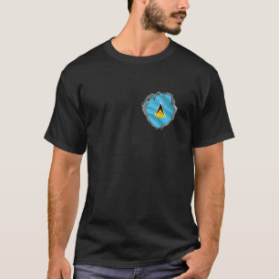 St Lucia Heart Cutout with Saint Lucian Flag on St T-Shirt