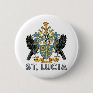 St. Lucia High Quality Coat of Arms 6 Cm Round Badge