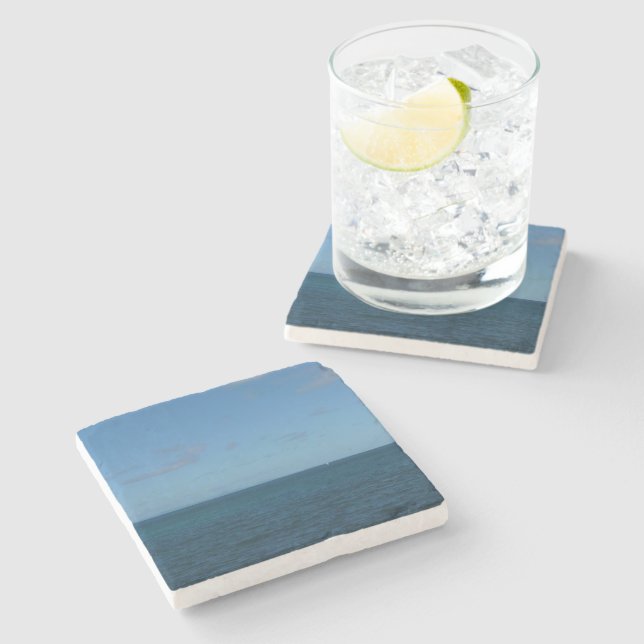 St. Lucia Horizon Blue Ocean Stone Coaster (Side)