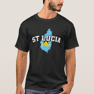 St Lucia Map and Flag Souvenir Saint Lucian T Shir T-Shirt