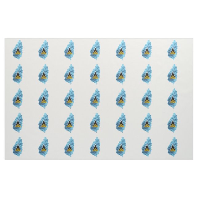 St Lucia Map flag Fabric (Fat Quarter)