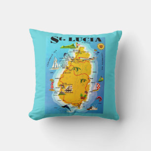 St Lucia Map Postcard Cushion