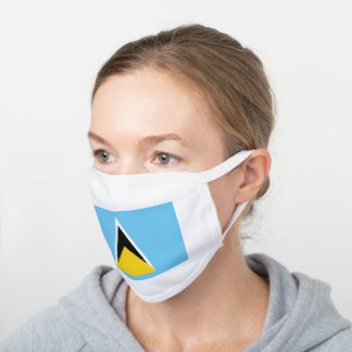 St Lucia National Flag White Cotton Face Mask