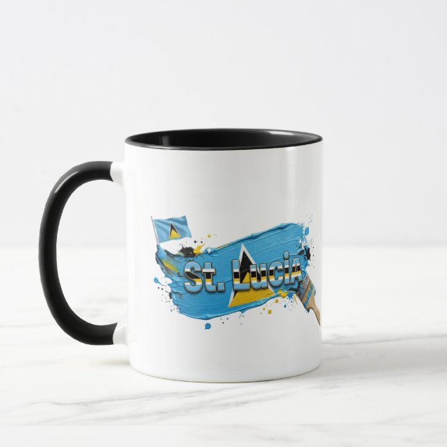 St. Lucia Paint Brush Design | Caribbean Pride Mug (Left)