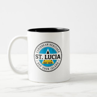 St. Lucia Passport Stamp | Caribbean Heritage Two-Tone Coffee Mug