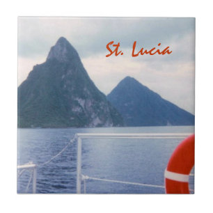 St. Lucia Pitons from the Sea Tile