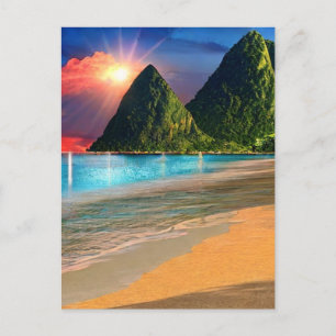  St. Lucia The Pitons Sunrise Postcard