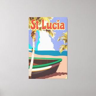St Lucia vintage beach travel poster Canvas Print