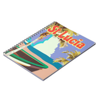 St Lucia vintage beach travel poster Notebook