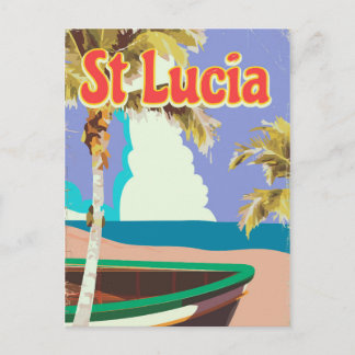 St Lucia vintage beach travel poster Postcard