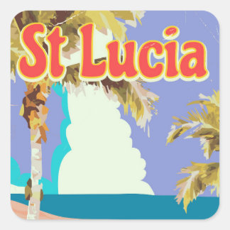 St Lucia vintage beach travel poster Square Sticker