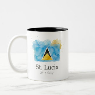 St. Lucia Watercolor Flag | Caribbean Heritage Two-Tone Coffee Mug