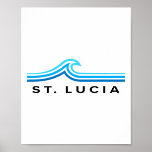 St Lucia Waves Vintage Mens Women Girls Boys Trave Poster