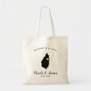 St. Lucia Wedding Welcome Tote Bag in Black & Gold