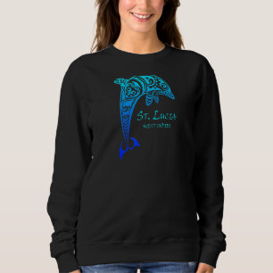St Lucia West Indies Vintage Retro Tribal Dolphin Sweatshirt