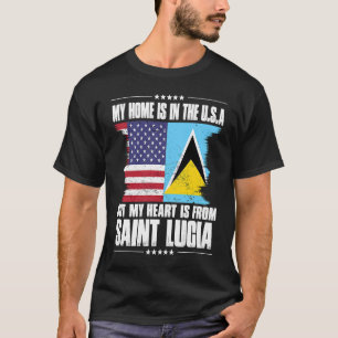 St Lucian American Patriot Grown Proud Home Heart T-Shirt