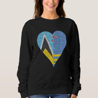 St Lucian Aruban Flag Heart Sweatshirt