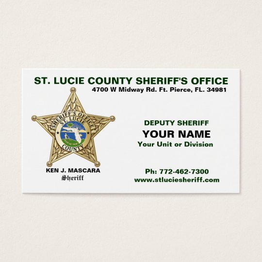 St. Lucie County Sheriff Business Card