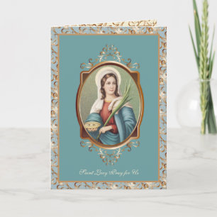 St. Lucy Lucia Religious Vintage Patron Eyes Card