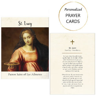 St. Lucy Patron Saint of Eyes Catholic Prayer Card