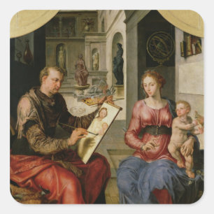 St. Luke Painting the Virgin, c.1545 Square Sticker