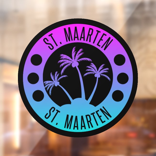 St. Maarten Blue and Purple Gradient Sint Martin Window Cling (Sheet 2)