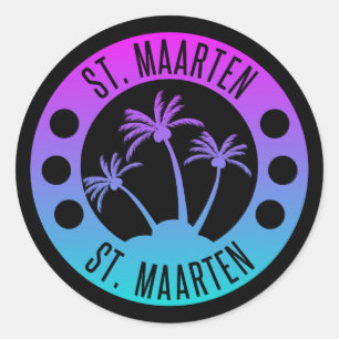 St. Maarten Blue Gradient Sint Martin Classic Round Sticker