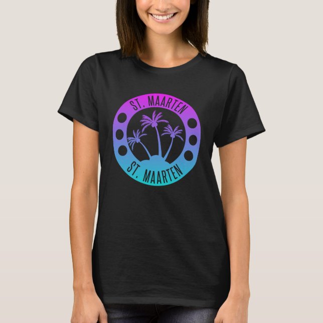 St. Maarten Blue Gradient Sint Martin T-Shirt (Front)