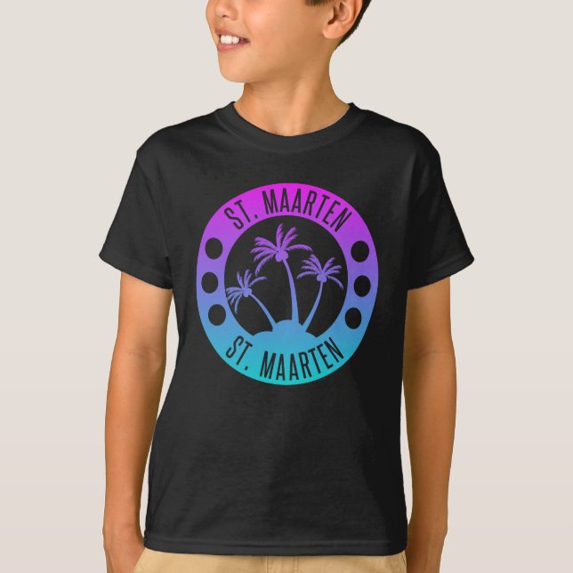 St. Maarten Blue Gradient Sint Martin T-Shirt (Front)
