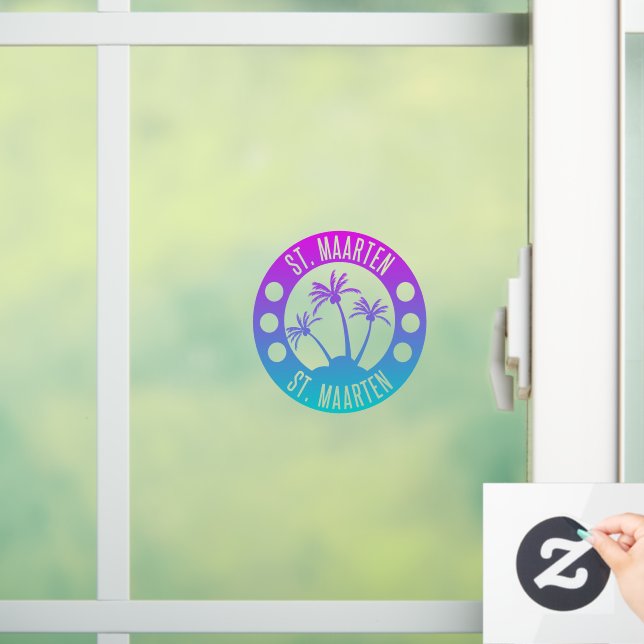 St. Maarten Blue Gradient Sint Martin Window Cling (Home)