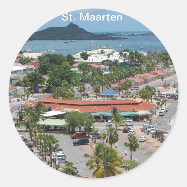 St. Maarten - Marigot Bay Classic Round Sticker (Front)