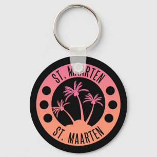 St. Maarten Pink and Coral Gradient Sint Martin Key Ring