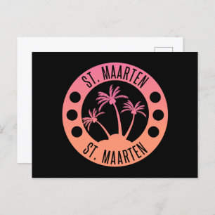 St. Maarten Pink and Coral Gradient Sint Martin Postcard
