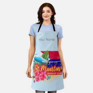 St. Maarten Retro Caribbean Vintage Island Plane Apron