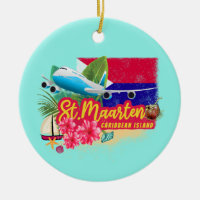 St. Maarten Retro Caribbean Vintage Island Plane