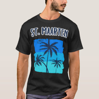 St. Maarten Retro Vacation Souvenir Palm Trees T-Shirt