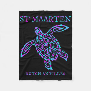 St. Maarten Sea Turtle Boys Girls Womens Vacation Fleece Blanket