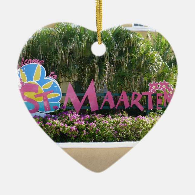 St. Maarten Sign Ceramic Tree Decoration (Front)