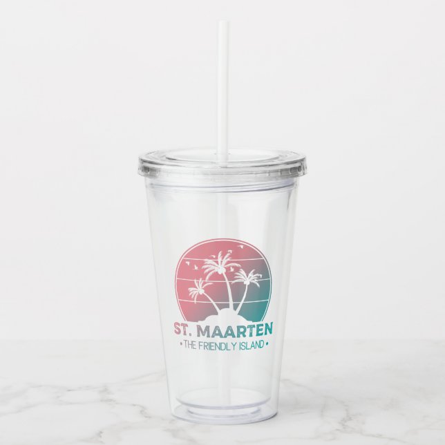 St. Maarten | Sint Martin Retro Gradient  Acrylic Tumbler (Front)