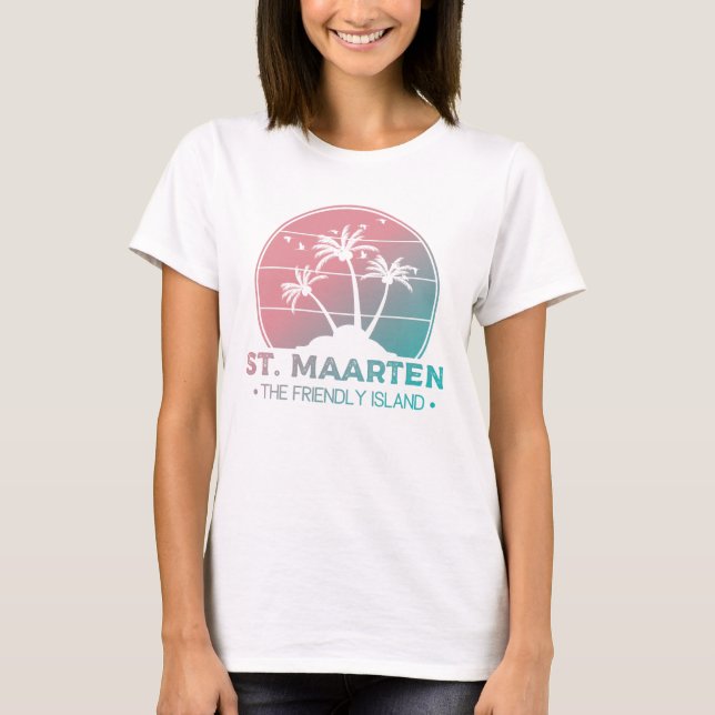 St. Maarten | Sint Martin Retro Gradient T-Shirt (Front)