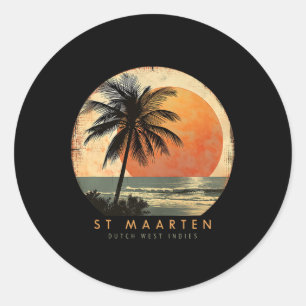 St. Maarten Smx Beach Surfing Travel St. Martin Va Classic Round Sticker
