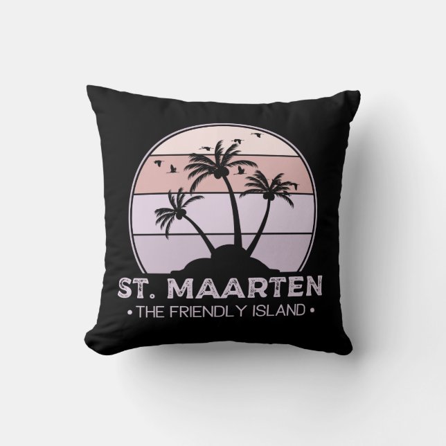 St. Maarten The friendly Island retro Sint Martin Cushion (Front)
