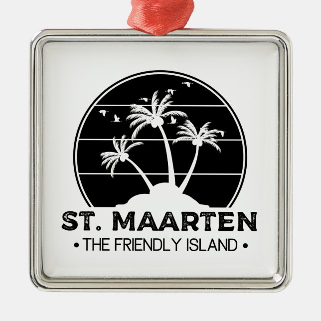 St. Maarten The friendly Island Sint Martin Metal Tree Decoration (Front)