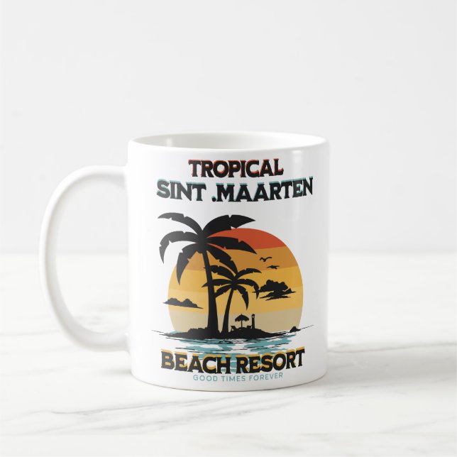 St. Maarten Tropical Beach Resort Coffee Mug (Left)